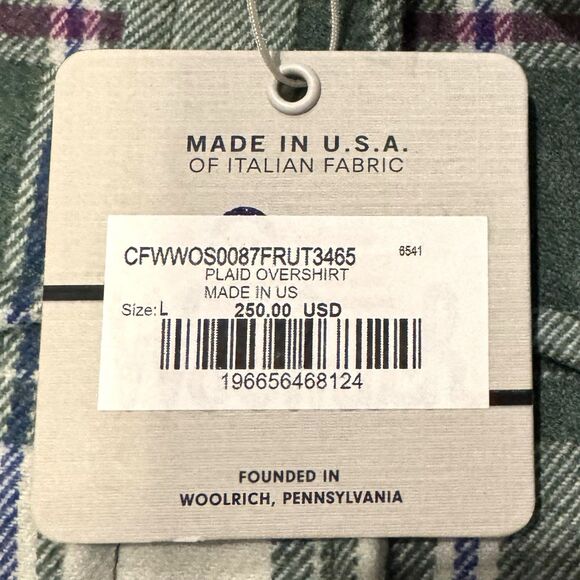 Woolrich Wool Flannel Shirt Overshirt Jacket Plaid Button Up Sz L Made USA NWT - Picture 4 of 12